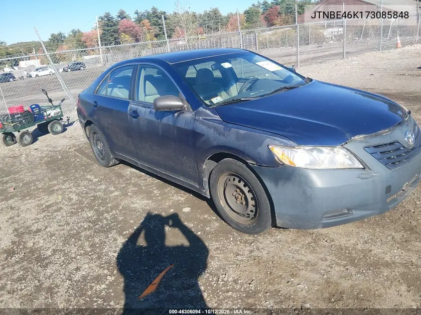 TOYOTA CAMRY 2007, VIN JTNBE46K173085848