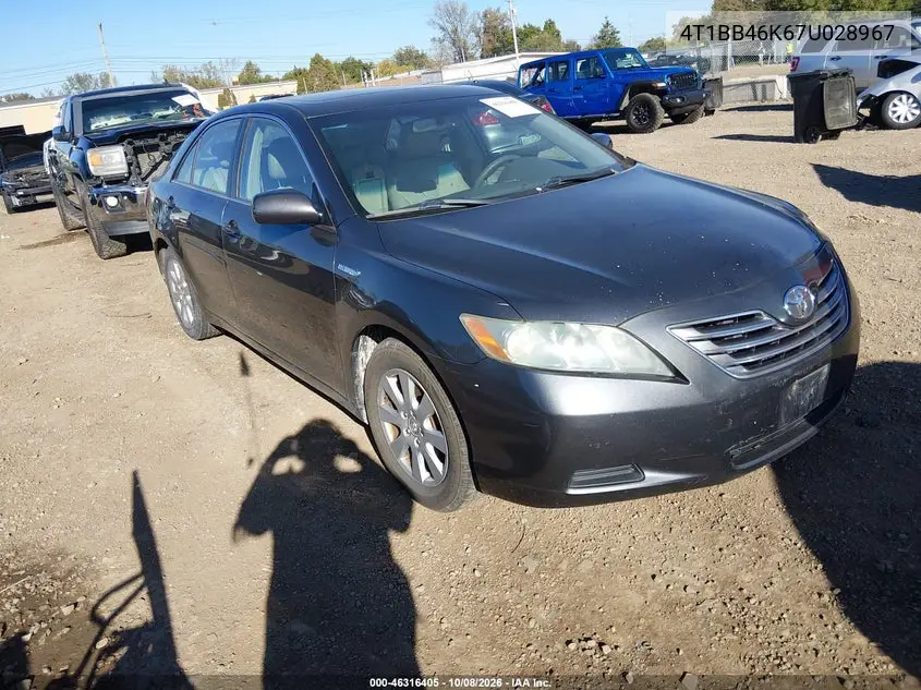TOYOTA CAMRY 2007, VIN 4T1BB46K67U028967
