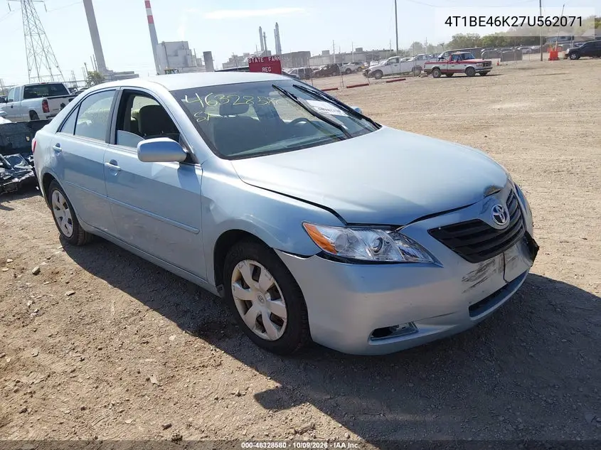 TOYOTA CAMRY 2007, VIN 4T1BE46K27U562071