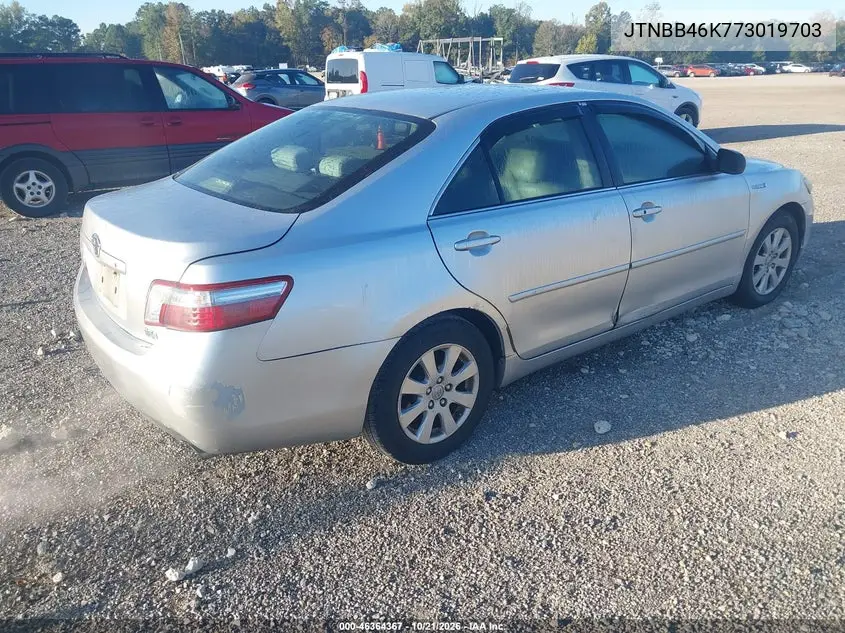 TOYOTA CAMRY 2007, VIN JTNBB46K773019703