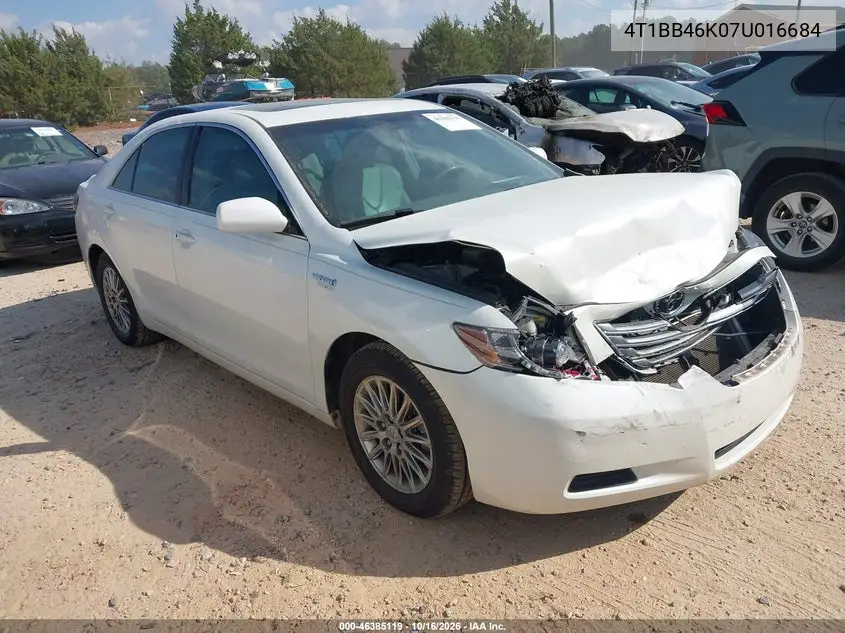 TOYOTA CAMRY 2007, VIN 4T1BB46K07U016684
