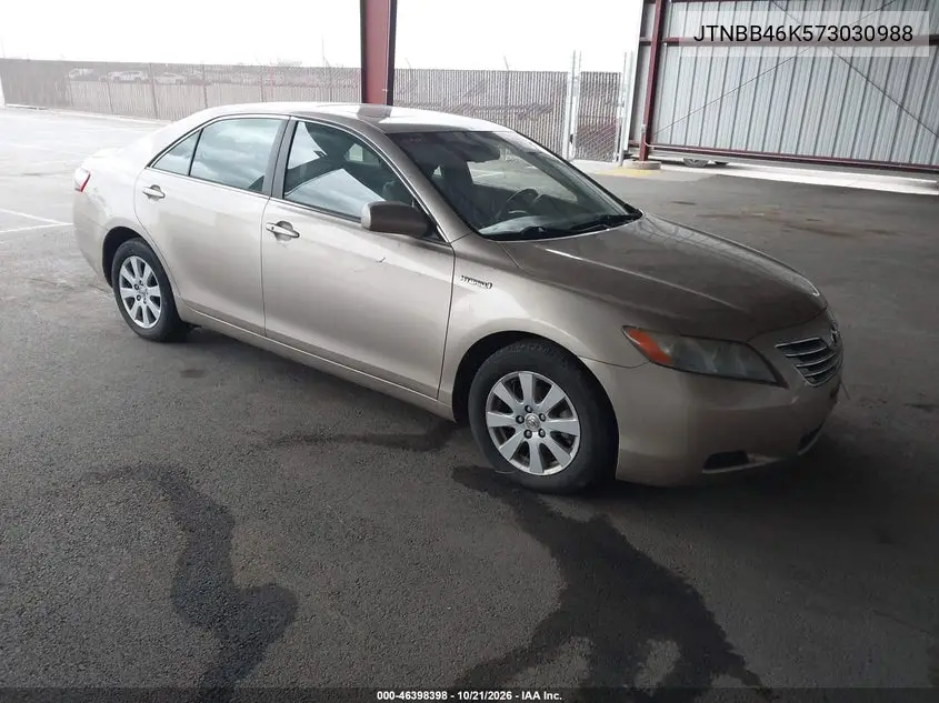 TOYOTA CAMRY 2007, VIN JTNBB46K573030988