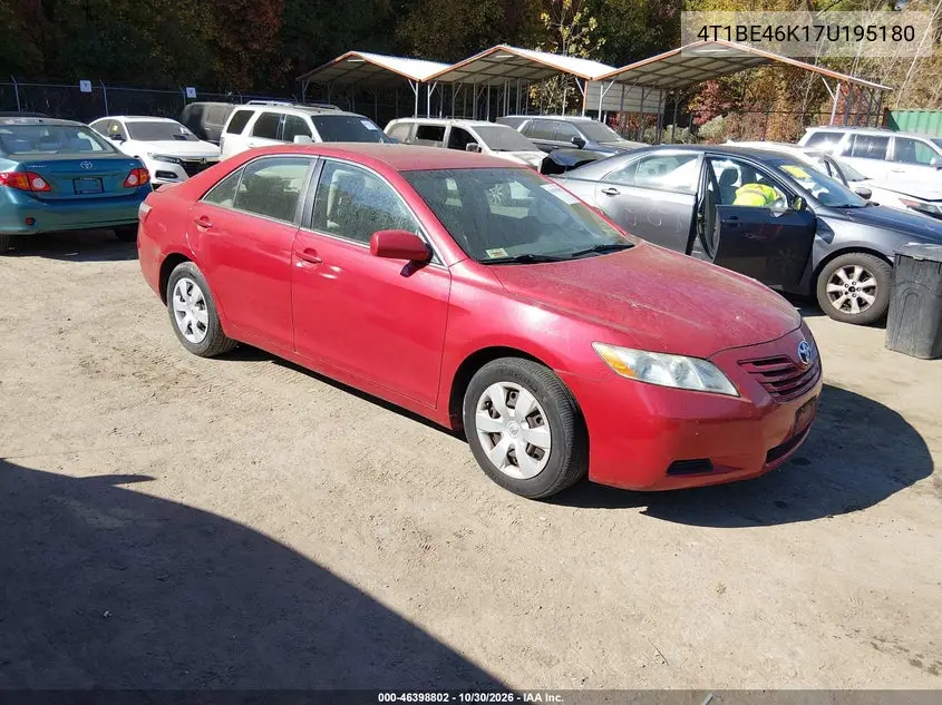 TOYOTA CAMRY 2007, VIN 4T1BE46K17U195180