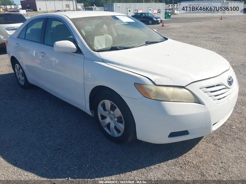 TOYOTA CAMRY 2007, VIN 4T1BK46K67U536100