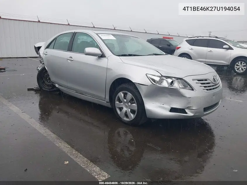 TOYOTA CAMRY 2007, VIN 4T1BE46K27U194054