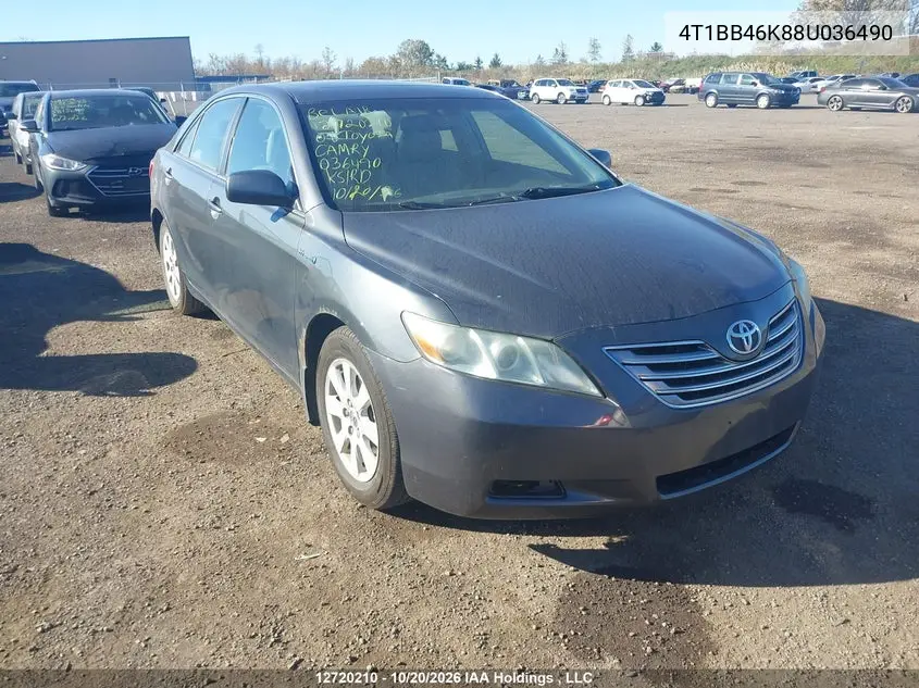 TOYOTA CAMRY 2008, VIN 4T1BB46K88U036490
