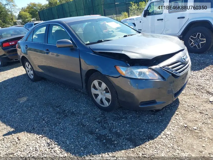 TOYOTA CAMRY 2008, VIN 4T1BE46K88U760350