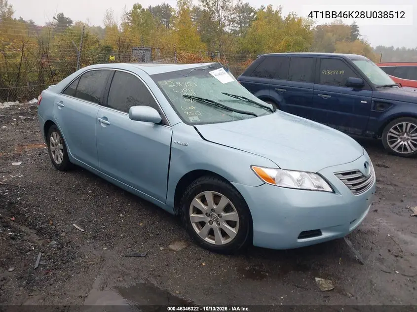 TOYOTA CAMRY 2008, VIN 4T1BB46K28U038512
