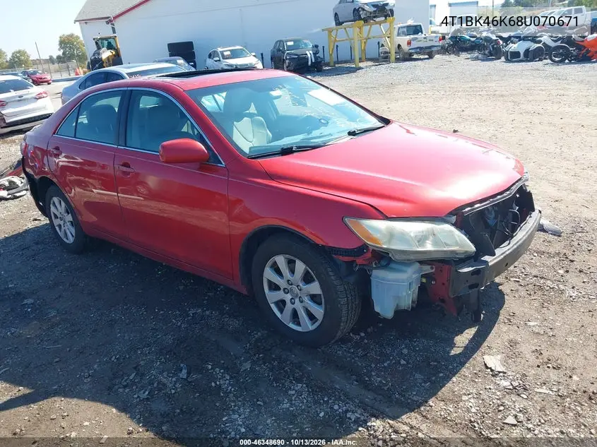 TOYOTA CAMRY 2008, VIN 4T1BK46K68U070671