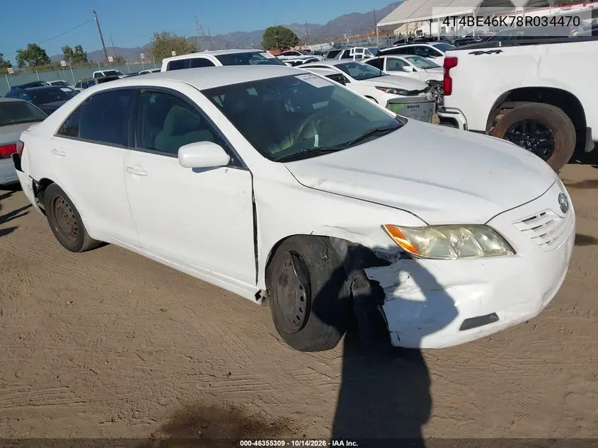 TOYOTA CAMRY 2008, VIN 4T4BE46K78R034470