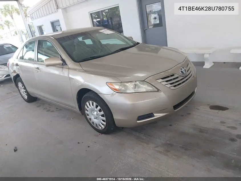 TOYOTA CAMRY 2008, VIN 4T1BE46K28U780755