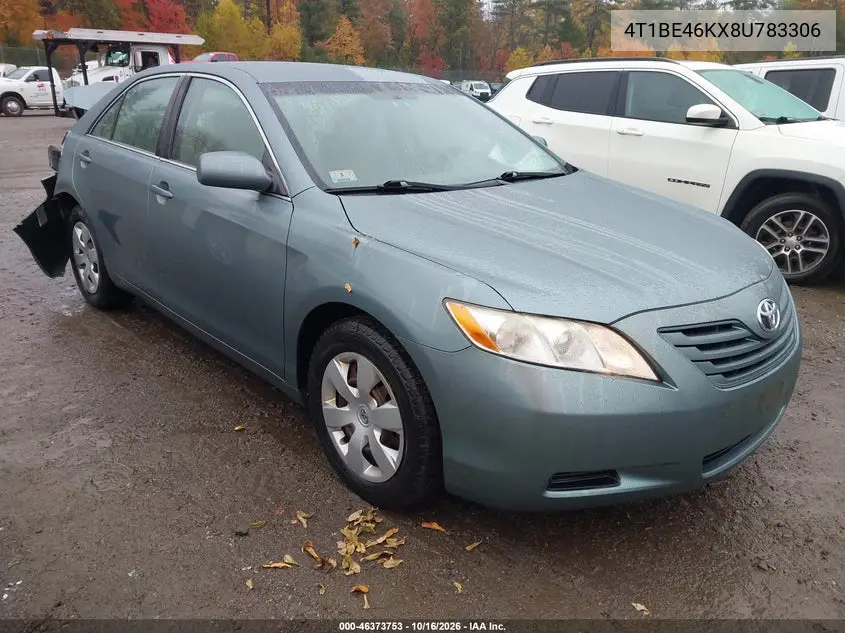 TOYOTA CAMRY 2008, VIN 4T1BE46KX8U783306
