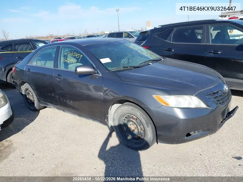 TOYOTA CAMRY 2009, VIN 4T1BE46KX9U326447