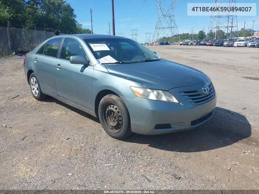 TOYOTA CAMRY 2009, VIN 4T1BE46K59U894007