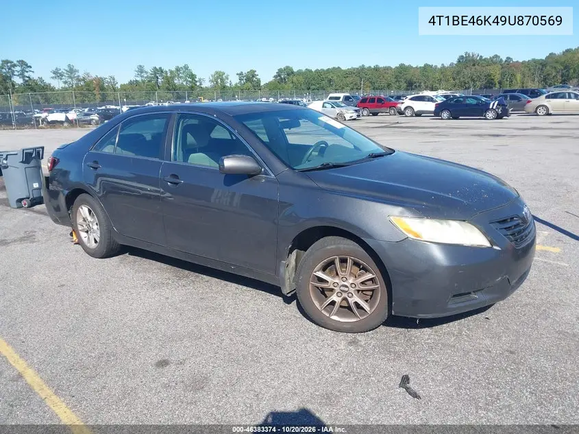 TOYOTA CAMRY 2009, VIN 4T1BE46K49U870569