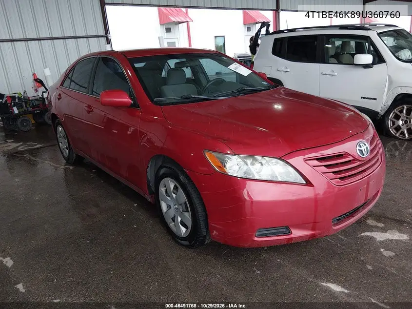 TOYOTA CAMRY 2009, VIN 4T1BE46K89U360760
