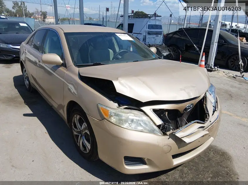 TOYOTA CAMRY 2010, VIN 4T1BF3EK3AU016203