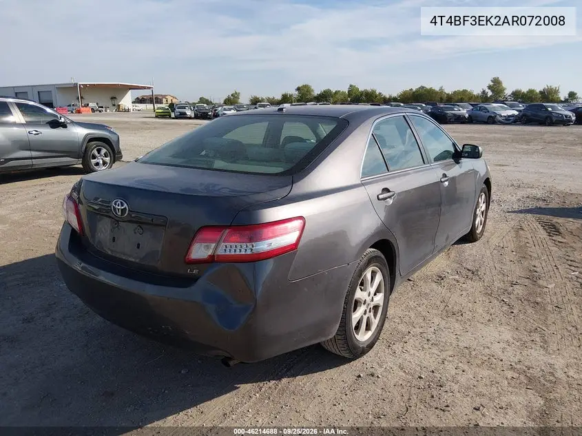 2010 TOYOTA CAMRY VIN 4T4BF3EK2AR072008 — фото 4