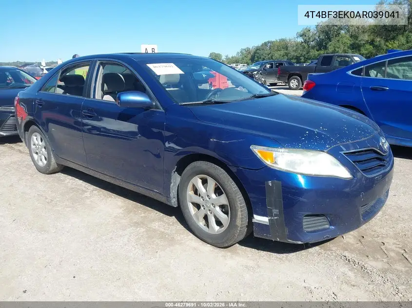 TOYOTA CAMRY 2010, VIN 4T4BF3EK0AR039041