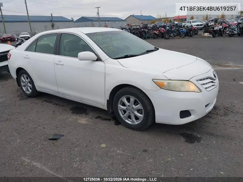 TOYOTA CAMRY 2011, VIN 4T1BF3EK4BU619257