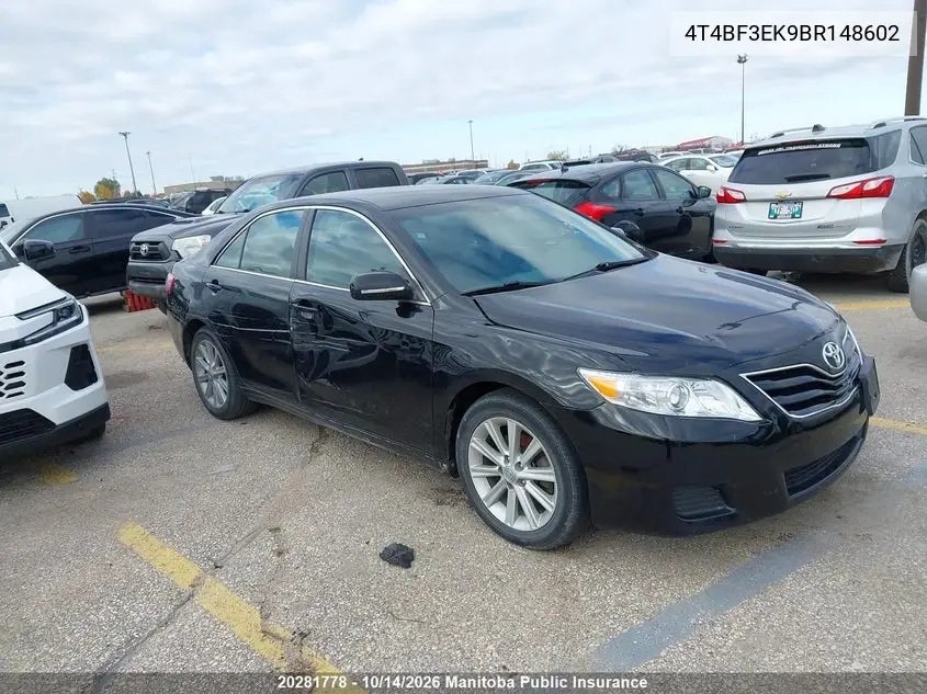 TOYOTA CAMRY 2011, VIN 4T4BF3EK9BR148602