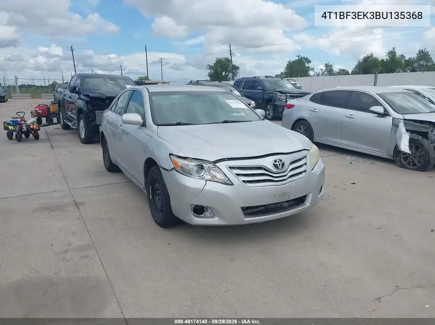 TOYOTA CAMRY 2011, VIN 4T1BF3EK3BU135368