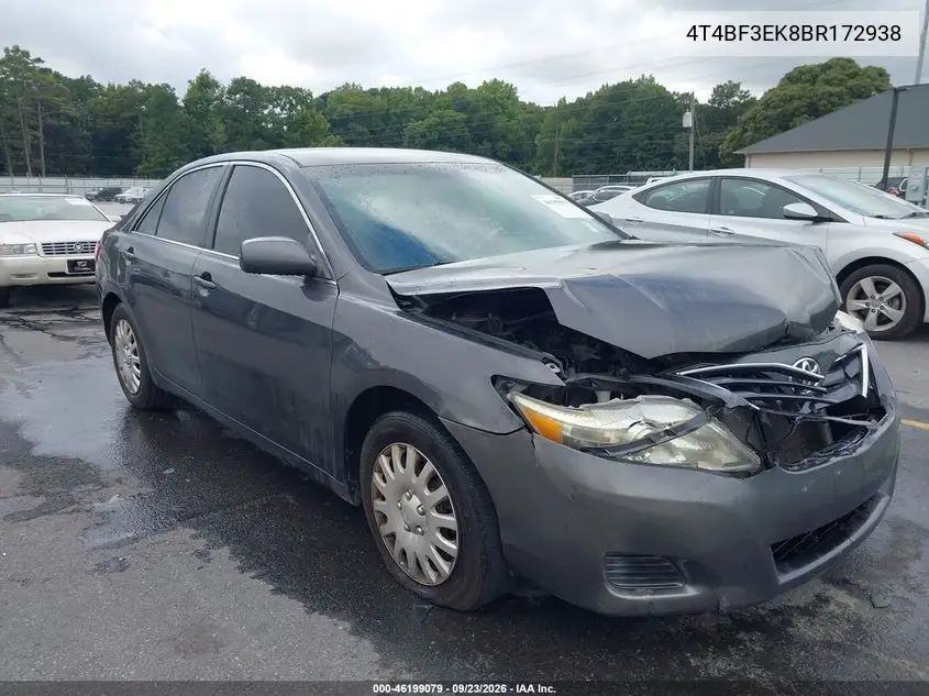 TOYOTA CAMRY 2011, VIN 4T4BF3EK8BR172938