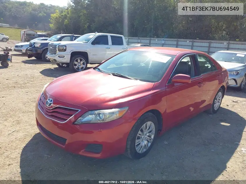 2011 TOYOTA CAMRY VIN 4T1BF3EK7BU694549 — фото 2