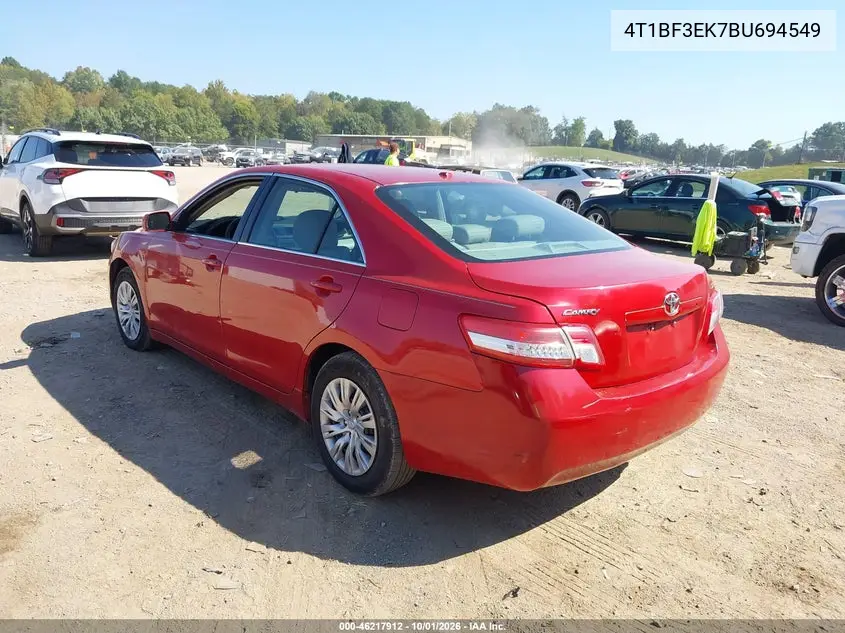 2011 TOYOTA CAMRY VIN 4T1BF3EK7BU694549 — фото 3
