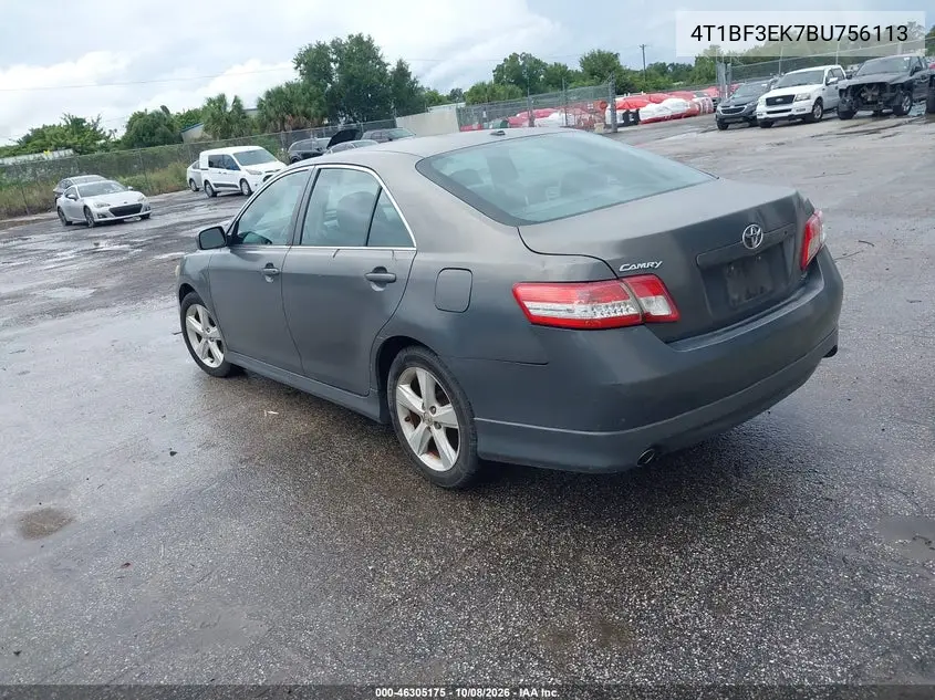 2011 TOYOTA CAMRY VIN 4T1BF3EK7BU756113 — фото 3