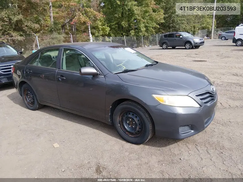 TOYOTA CAMRY 2011, VIN 4T1BF3EK0BU203593