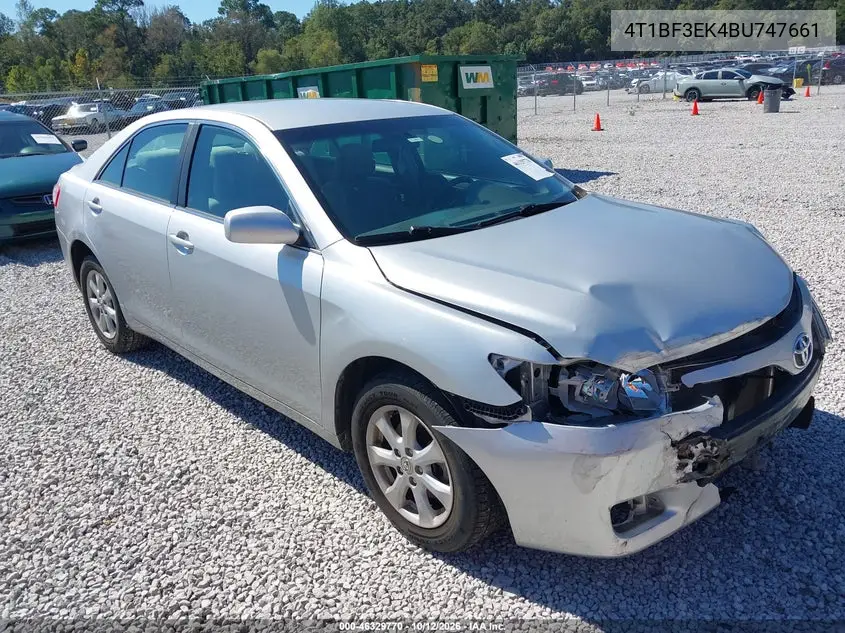 TOYOTA CAMRY 2011, VIN 4T1BF3EK4BU747661