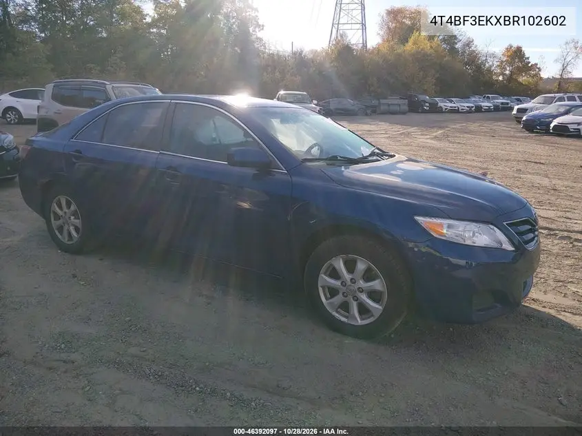 TOYOTA CAMRY 2011, VIN 4T4BF3EKXBR102602