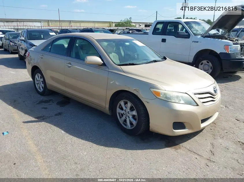 TOYOTA CAMRY 2011, VIN 4T1BF3EK2BU216815