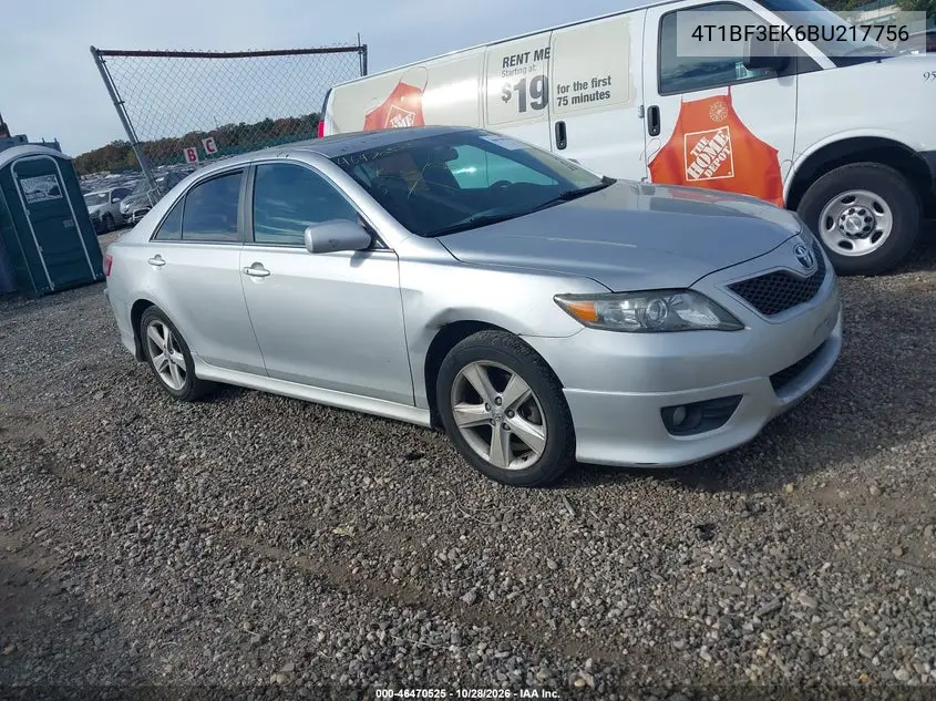 TOYOTA CAMRY 2011, VIN 4T1BF3EK6BU217756