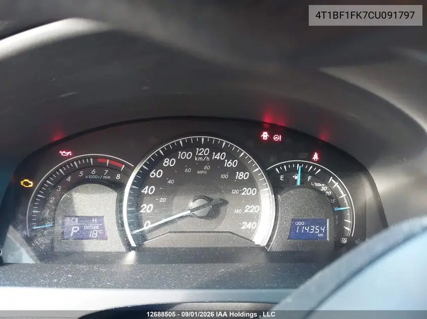 2012 TOYOTA CAMRY VIN 4T1BF1FK7CU091797 — фото 7