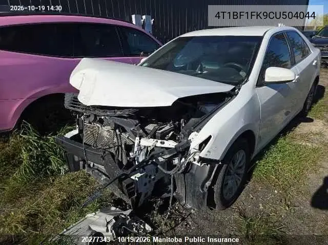 TOYOTA CAMRY 2012, VIN 4T1BF1FK9CU504044
