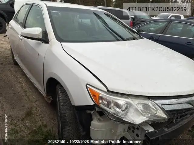 TOYOTA CAMRY 2012, VIN 4T1BF1FK2CU582259