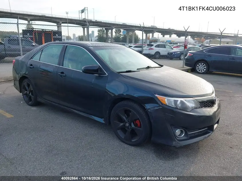 TOYOTA CAMRY 2012, VIN 4T1BK1FK4CU006023