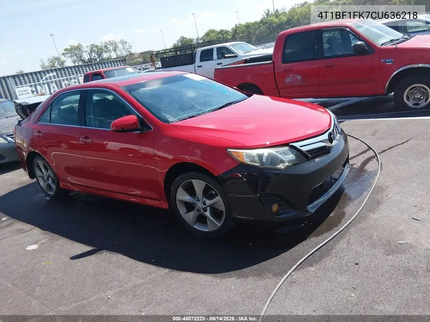 TOYOTA CAMRY 2012, VIN 4T1BF1FK7CU636218
