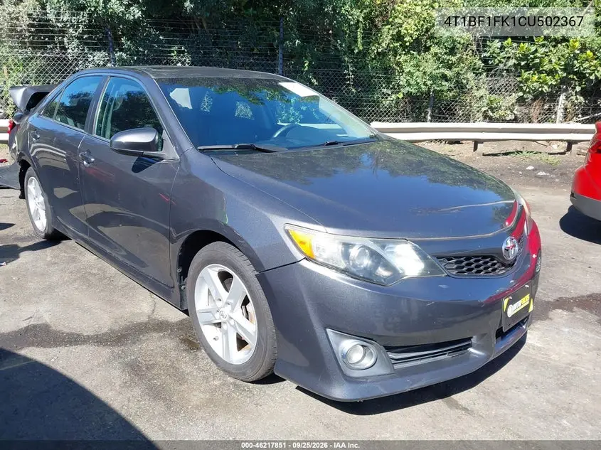 TOYOTA CAMRY 2012, VIN 4T1BF1FK1CU502367