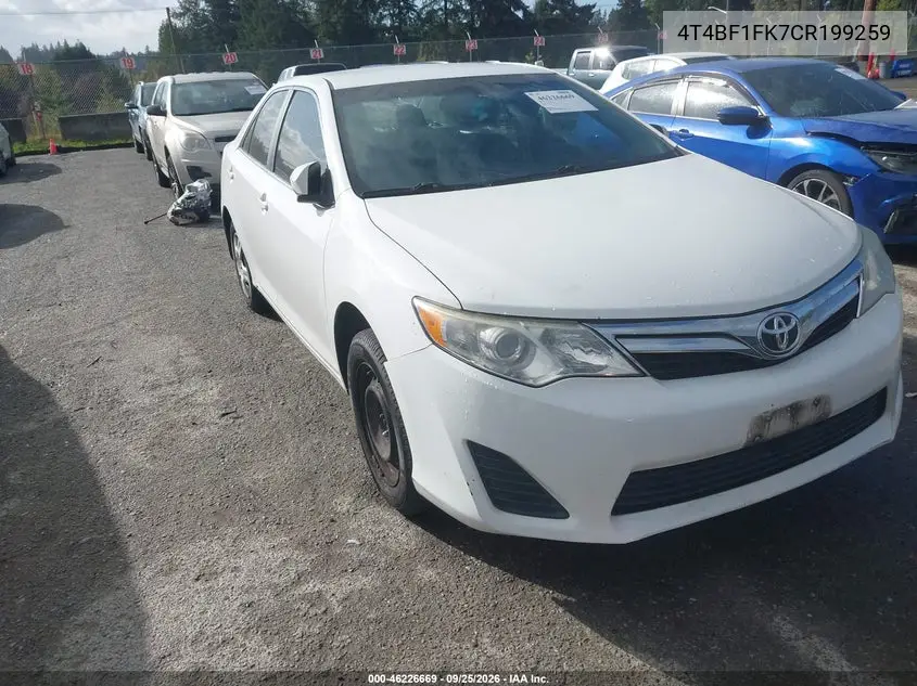 TOYOTA CAMRY 2012, VIN 4T4BF1FK7CR199259