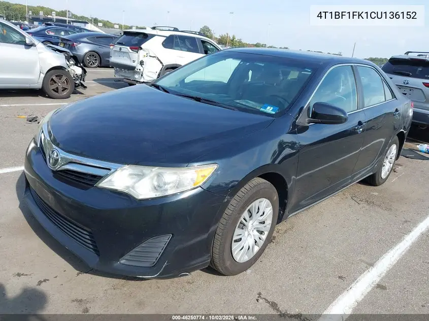 2012 TOYOTA CAMRY VIN 4T1BF1FK1CU136152 — фото 2