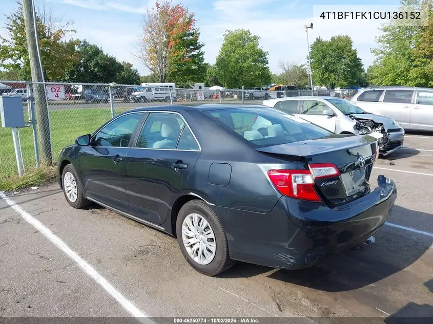 2012 TOYOTA CAMRY VIN 4T1BF1FK1CU136152 — фото 3