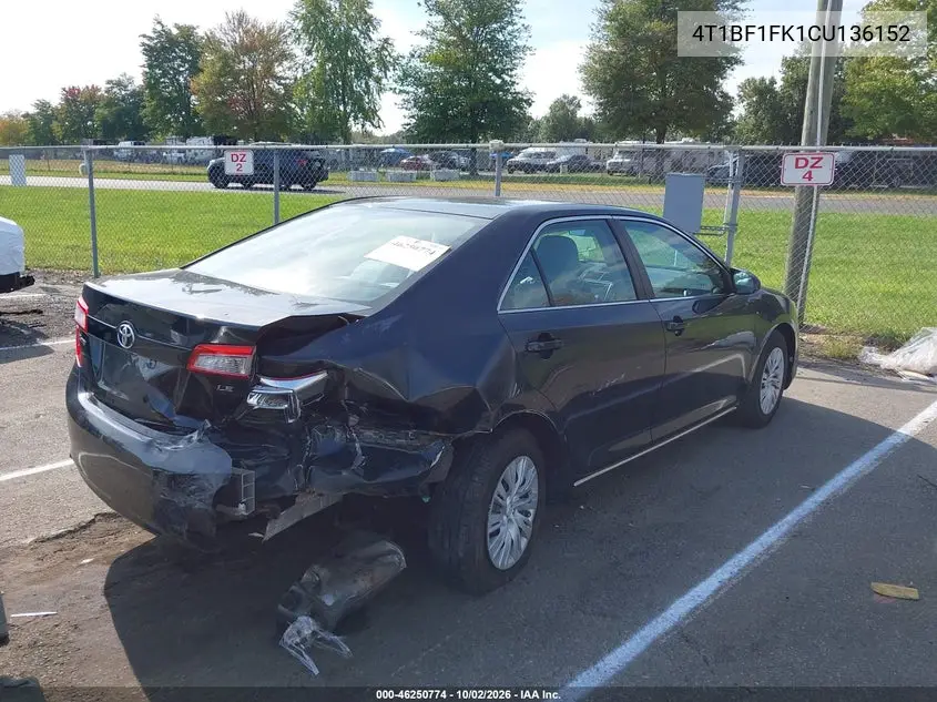 2012 TOYOTA CAMRY VIN 4T1BF1FK1CU136152 — фото 4