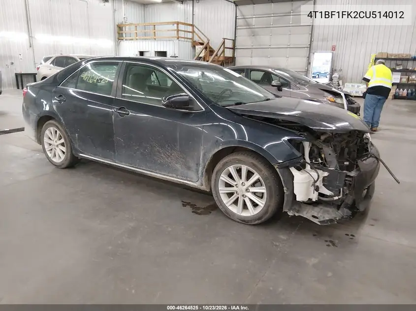TOYOTA CAMRY 2012, VIN 4T1BF1FK2CU514012