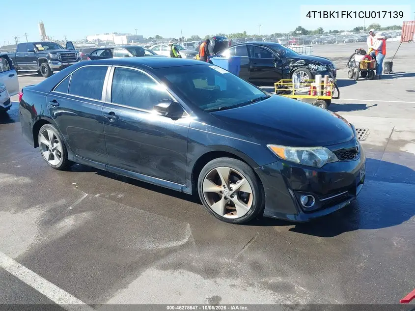 TOYOTA CAMRY 2012, VIN 4T1BK1FK1CU017139