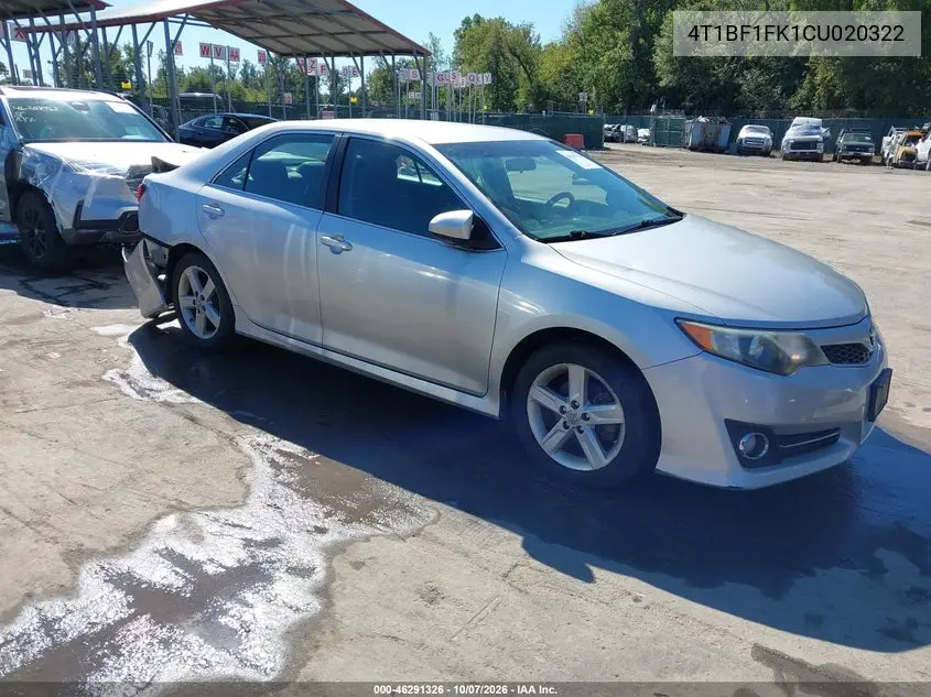 TOYOTA CAMRY 2012, VIN 4T1BF1FK1CU020322