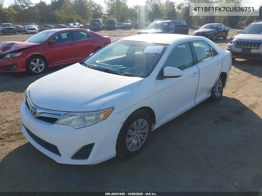 2012 TOYOTA CAMRY VIN 4T1BF1FK7CU536751 — фото 2