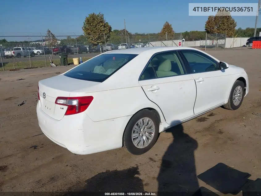 2012 TOYOTA CAMRY VIN 4T1BF1FK7CU536751 — фото 4